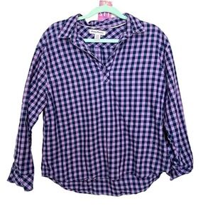 Tommy Bahama Check Purple Button Down Shirt Flannel large